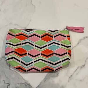 Clinique Pink Multi Geometric Zip Cosmetic Pouch